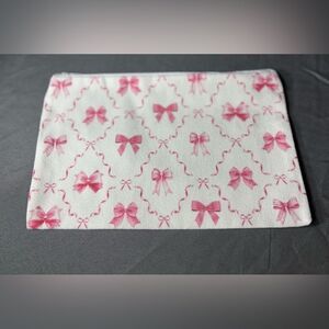 New Pink Bow Print Zip Pouch